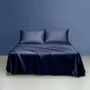 Exportación Transfronteriza Amazon Europeo y Americano Sencillo Satén de Seda Lavada Sábanas Color Puro Colcha Sábanas Fundas de Almohada Juego de Cuatro Piezas