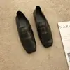 Mocasines de Punta Cuadrada para Mujer, Estilo Retro Francés, Zapatos Casuales Planos Suaves, Piel Suave, Suela Suave, Mocasines sin Cordones