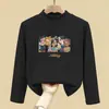 Camiseta Interior Térmica Suave de Media Altura para Niños de Primavera y Otoño, Top de Manga Larga Estampado para Niñas de Otoño e Invierno, Top Cálido de Moda