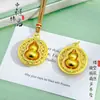 Tienda de Oro Mismo Estilo Oro Antiguo Incrustado con Diamantes Colgante de Calabaza Ruyi Giratorio Nuevo Chino Versátil Colgante de Calabaza de la Fortuna
