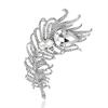 Broche de moda grande de pluma con incrustaciones de diamantes, multicolor opcional, pin de cristal, accesorios para abrigo de traje de mujer