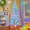 Árbol de Navidad de Fibra Óptica Blanco Luces LED de Colores Copos de Nieve Brillantes+Estrella en la Punta del Árbol+PVC Encriptado Decoración Navideña Familiar