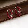 Pendientes Retro de Ancla Roja Estéreo con Lazo para Mujer Otoño e Invierno Esmalte Exquisitos Dulces de Gama Alta Pendientes Pendientes