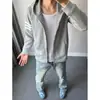 Jaqueta Moletom com Capuz Estilo Outono para o Trabalho Masculina, Peso Pesado, Caimento Solto, Design de Três Listras, Cardigan Casual Esportivo com Zíper