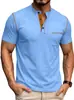Ropa para hombre transfronteriza top con cuello Henry Amazon verano color liso media cremallera casual transpirable camiseta deportiva para hombre