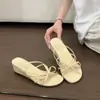 Primer Encuentro con las Pantuflas de Cuña con Suela Gruesa para Aumentar la Altura para Mujer, Nuevo Modelo Verano 2026, Estilo Francés, Perfectas para Combinar con Faldas, Antideslizantes