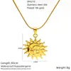 Colar Retro Raio de Sol em Aço Inoxidável Europeu e Americano com Aço Titânio para Mulheres, Acessório Versátil de Personalidade de Alta Qualidade com Design de Rosto Sorridente e Lua