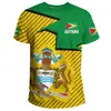 Padrão da Bandeira e Emblema Nacional da Guiana Impressão Digital 3D Camiseta Casual de Manga Curta Masculina Venda Direta da Fábrica Fornecimento de Exportação
