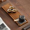Bandeja de té de piedra Wujin de bambú pesado Cheyun para el hogar, de gran tamaño, con drenaje y almacenamiento de agua, bandeja de burbujas secas de doble uso, mesa de té de bambú, bandeja de té