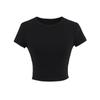 Top Básico de Ombro Camiseta de Manga Curta Feminina Verão 2025 Americano Gola Redonda Cor Sólida Camiseta Top Base Interna