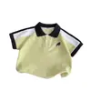 Traje de Verano de Manga Corta para Niños, Ropa Nueva de Verano, Polo de Color Contrastante, Conjunto de Dos Piezas a la Moda para Niños y Bebés, Elegante y Moderno