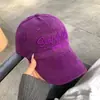 Gorra de Béisbol Azul Bordada con Letras Vintage para Mujer con Visera Ancha, Circunferencia de Cabeza Grande, Gorra Protectora Solar Estilo Coreano que Hace que la Cara Parezca Más Pequeña