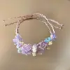 Guirnalda de Principios de Primavera Estilo Bosque Pulsera de Cristal Natural Nueva Pulsera Popular Pulsera de Malla Tejida Hecha a Mano