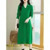 Vestido suéter base de punto transfronterizo 2026 nuevo estilo otoño e invierno, corte holgado, elegante, vestido largo hasta la rodilla
