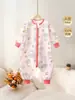Saco de dormir infantil de algodón puro, pijama de una pieza para bebé para todas las estaciones, ropa de casa para bebé con piernas separadas, ropa de dormir con cremallera de tres vías anti-patadas