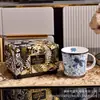 Nueva Taza de Café de Alta Calidad 250ml Patrón Dragón Tigre Fénix Taza para el Té de la Tarde Patrón Retro Taza de Agua Cerámica Venta al por Mayor