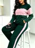 Conjunto de Moda de Primavera y Otoño Nuevo para Mujer Transfronterizo de Amazon: Conjunto de Dos Piezas: Suéter con Bloques de Color + Pantalón Largo