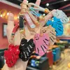 Item de sucesso do Halloween: chaveiro de liga metálica de morcego 3D cravejado de argila, pingente de bolsa de morcego peculiar criativo com strass