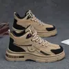 Zapatos de Hombre Otoño Invierno Exterior Casual Deportes Protección Laboral Suela Gruesa Resistente al Desgaste Antideslizante Superficie de Cuero Impermeable Botas Martin de Montañismo para Hombre