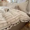 Juego de cuatro piezas estilo francés de encaje de algodón completo tipo A ins jacquard estilo coreano estilo princesa sábana de algodón puro funda de edredón dormitorio tres piezas