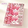 [Venta Caliente Transfronteriza] Gomas de Pelo Pequeñas de Colores 202 Piezas de Niña Color Caramelo Sin Costuras Pasadores para el Cabello