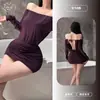 Laranja Amizade Diversão Sexy Azul Uma Alça Costas Nuas Justa ao Corpo Saia Puro Desejo qqny Tentação Sedutora Uniforme 9105