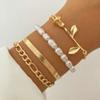 Pulsera de Cadena de Aleación de Metal Multicapa Europea y Americana Set Personalizado Mix and Match Adornos de Mano Pulsera de Disco de Estrella de Cinco Puntas Corazón para Mujer