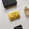 Xiaxiangjia Serie 19 Daling Piel de Cabra Original Retro Hebilla Doble C Solapa Bolso para Tarjetas de Cuero Genuino para Mujer Billetera para Monedas