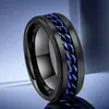 Anel de Aço Inoxidável Não Desbota para Homens Tendência Cool Moda Giratório Joia de Mão Fria Nicho Anel Personalizado de Aço Titânio