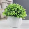 Flores Artificiales Falsas Muebles para el Hogar Adornos de Mesa Balcón Flores de Plástico Planta Verde Falsa Adornos de Plantas en Maceta Mini Decoraciones Bonsái
