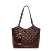 Bolsa feminina retrô de grande capacidade 2026 nova moda de verão bolsa tote bordada com padrão de diamante para trabalho e deslocamento