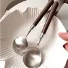 Cuchara Redonda de Acero Inoxidable con Mango tipo Nogal, Alta Calidad, Engrosada para Uso Doméstico, Adecuada para Comida Occidental, Cuchara de Postre, Cuchara para Comer, Cuchara para Sopa