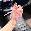 Llavero de Corazón de Arcilla con Lazo de Cinta Dulce para Coche, Adorno de Bolsa Personalizado de Moda, Colgante Creativo Exquisito