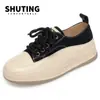 Zapatos Blancos de Suela Gruesa Nuevos de Primavera y Otoño Zapatos Casuales para Mujer Combinan con Todo Cómodos Zapatos Casuales de Plataforma de Cuero Zapatos de Plataforma Gruesa para Mujer