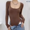 Estilo BM Europeo y Americano Corsé de una pieza para mujer con cuello redondo grande Ropa de chica picante para primavera y otoño Camiseta ajustada de manga larga con abertura en la entrepierna