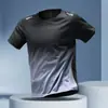 Camiseta de Secagem Rápida Masculina Esportiva Manga Curta Solta Seda Gelo Verão Fina Roupas de Fitness Treino Roupas de Corrida Novos Tops
