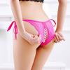 Tanga abierta con cordones, sexy, transparente, de talla grande, para mujer, ropa interior con borde de encaje