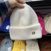 Sombrero Tejido de Pelo de Conejo Angora para Mujer Otoño e Invierno Estilo Coreano Moda M Estándar Doble Doblez Grueso Cálido Lana Japonesa Sombrero para el Frío