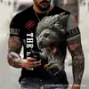 Fornecimento de Comércio Exterior Fabricante Transfronteiriço Entrega Direta Camiseta 3D Casual para Meninos Verão Manga Curta Gola Redonda Solta Casual Camiseta Estampada