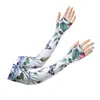 Novas Mangas de Proteção Solar para Jardinagem Feminina com Estampa de Flores Fio Original Frescas para Exterior Mangas de Gelo Proteção UV Mangas de Seda Gelada