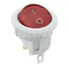 Interruptor de barco redondo con luz KCD1 agujero 20 mm 3 pies 2 engranajes interruptor basculante plano rojo redondo superior e inferior