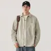 Camisa de manga longa estilo japonês em seda gelada para homens, novo modelo primavera e outono 2026, solta, confortável, camisa casual, jaqueta masculina