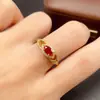 Anillo de Rubí Natural Transfronterizo Accesorios de Piedras Preciosas Nicho de Alta Gama Joyería de Plata 925 Venta Directa de Fábrica de Joyería 4*6