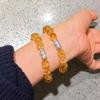 Plata 925 de alta calidad 9-10 mm natural hielo transparente micro algodón pulsera pulsera cristal amarillo
