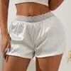 Shorts de renda estilo europeu e americano para mulheres, sexy e anti-exposição, adequado para uso ao ar livre, finos, soltos, confortáveis, adequados para uso em casa como camada base ou roupa de dormir