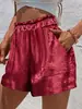 Shorts Metalizados Brilhantes Plissados de Perna Larga para Mulheres, Cintura Elástica Calças Casuais Soltas, Estilo Hot Girl Emagrecedor Versátil Hot Pants