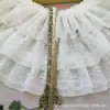 Punhos de Renda Plissada de Chiffon de Três Camadas Elástico Mangas de Suéter Vestido de Bebê Saia Tecido de Saia Estendida Acessórios Larga