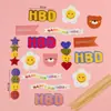 Decoración de Pastel Estilo Ins Bandera Coreana Enchufe Dibujos Animados Oso Lindo Hp Corazón Feliz Cumpleaños Topper Accesorios