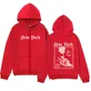 Sudadera con cremallera de diseño minimalista moderno, estilo gótico, calavera, mano, estampado de rosa, sudadera informal holgada, cárdigan