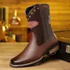 Botas Martin de Tamanho Grande Transfronteiriças Botas de Moda Masculina Zíper Lateral Vintage Desgastado Botas de Cavalaria Mongol Calçados de Cano Alto para Exterior